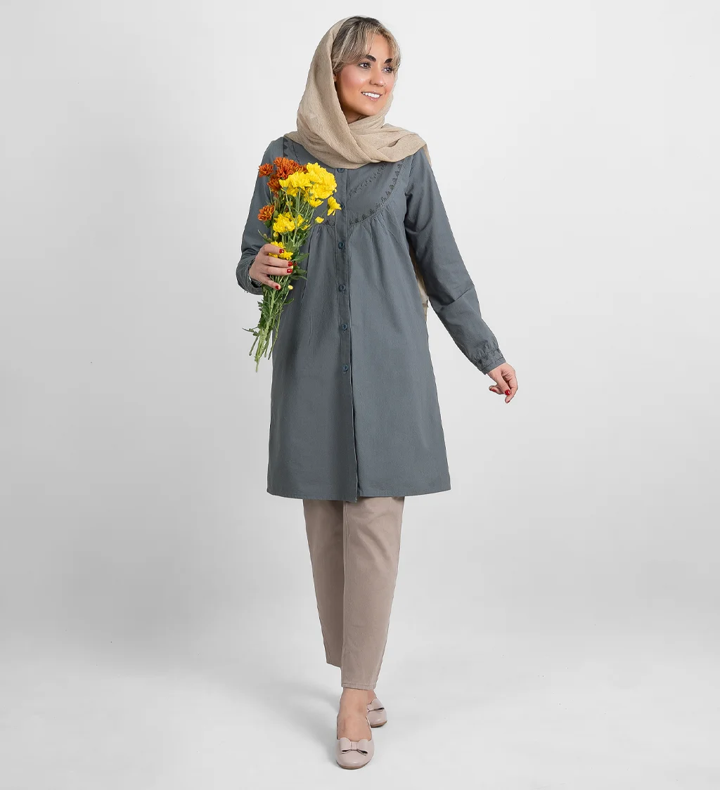 Celine (1) مانتو الیاف طبیعی سلین- تصویر 1